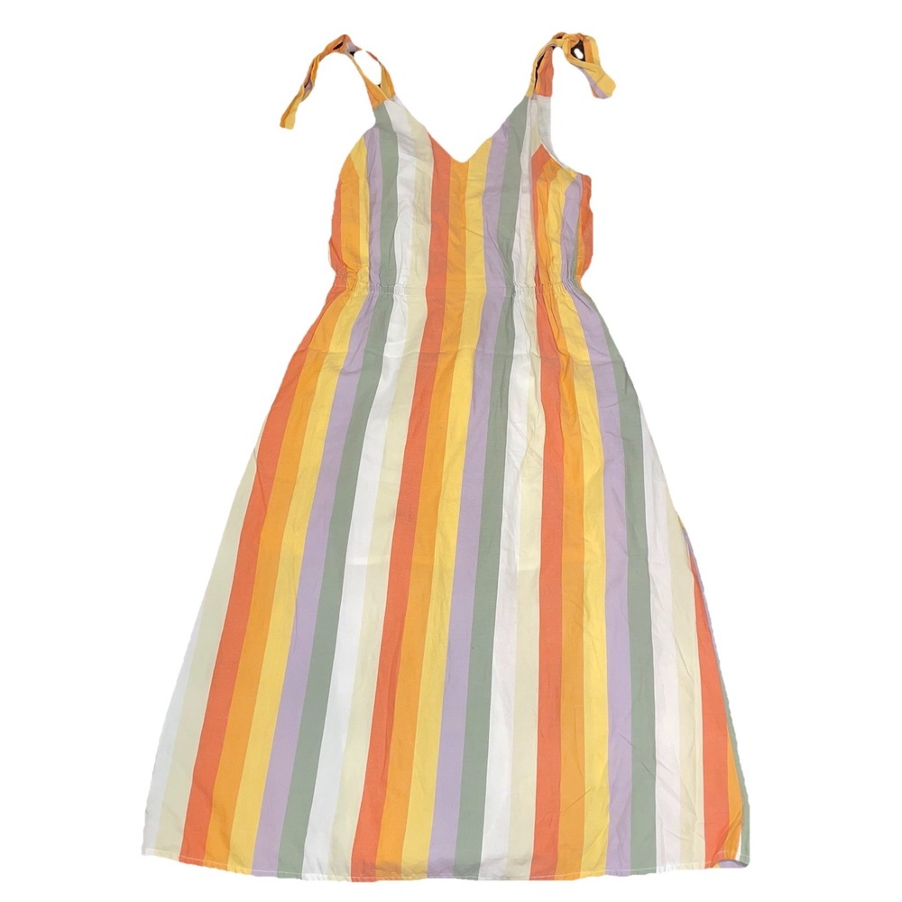 Mossimo Supply Co. Rainbow Striped Tie-Shoulder Midi Dress XS